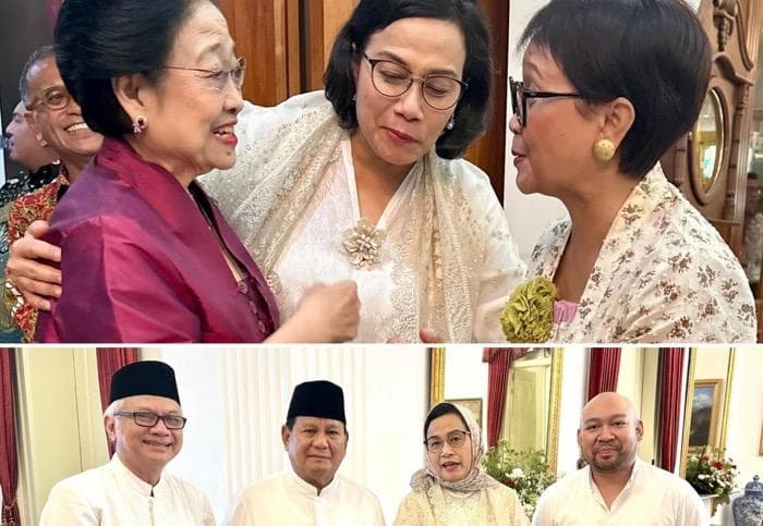 Potret Sri Mulyani Akrab Lebaran bareng Jokowi, Megawati dan Prabowo