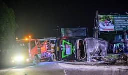 Polda Jabar Olah TKP Kecelakaan Maut Bus Rombongan SMK Depok di Ciater Pagi Ini