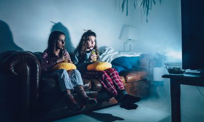 Girls watching in dark