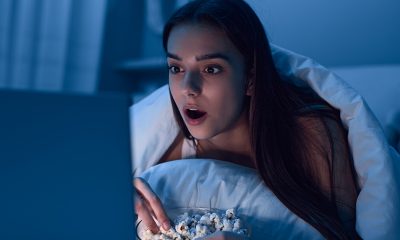 girls watching popcorn