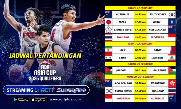 RCTI+ Tayangkan Pertandingan  FIBA Asia Cup 2025 Qualifiers, Ini Jadwalnya!