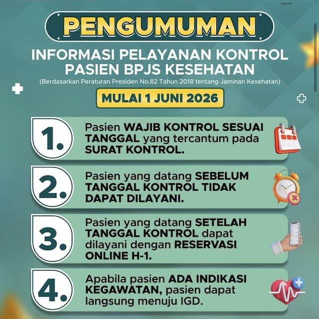 Perubahan Pelayanan Kontrol Pasien BPJS Kesehatan Berlaku Mulai 1 Juni 2026, Begini Penjelasannya