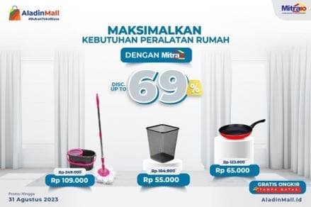 Borong Perlengkapan Rumah Diskon hingga 69 Persen di AladinMall, Gratis Ongkir
