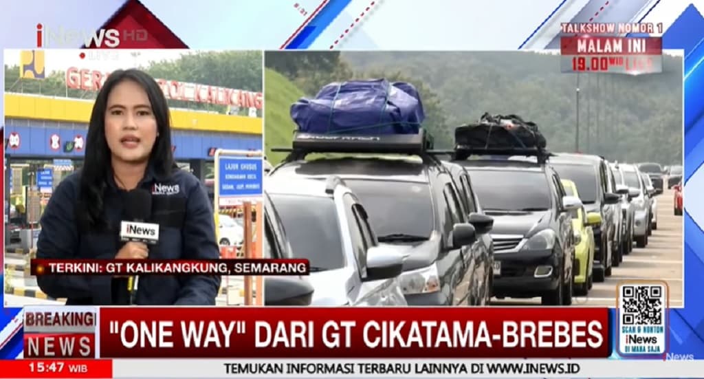 One Way Sepenggal Diterapkan di KM 70-263 Tol Trans Jawa Sore Ini