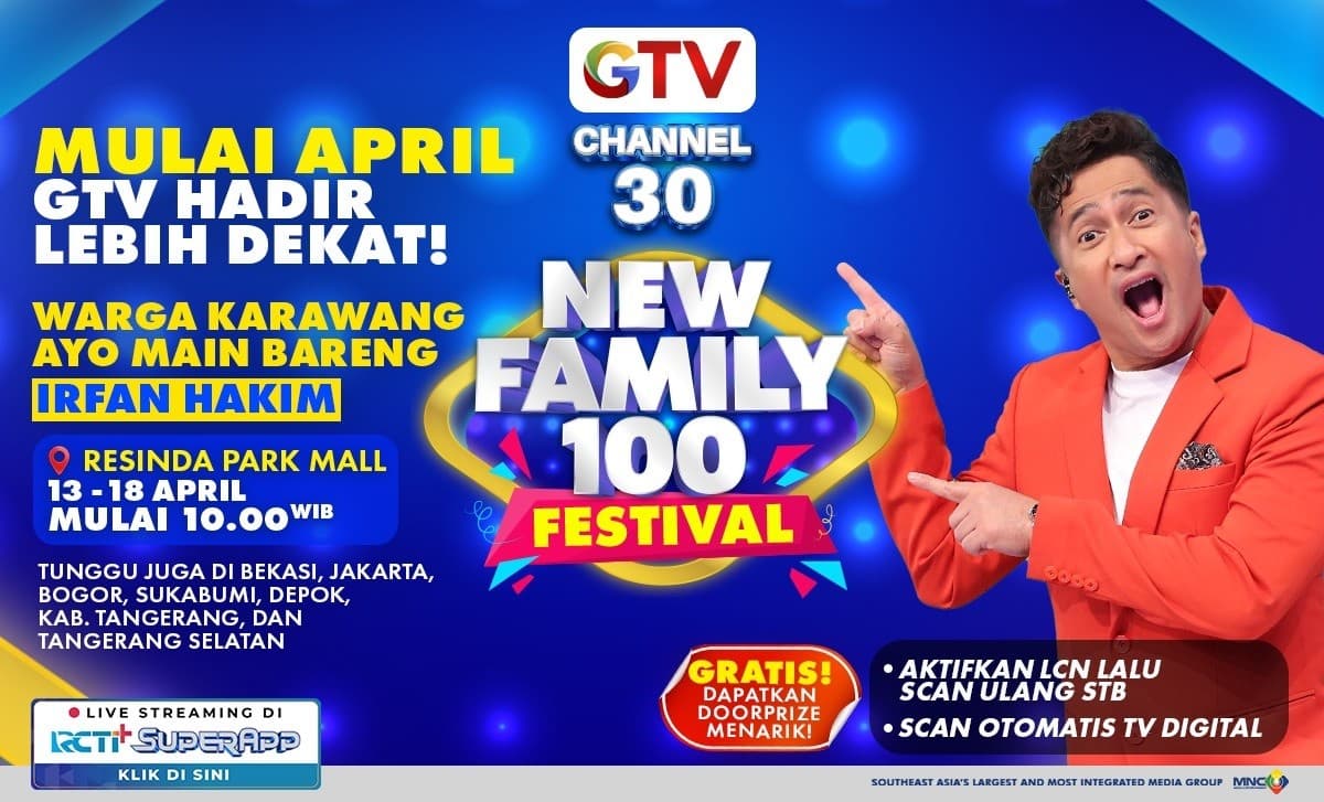 Sapa Pemirsa di Karawang, GTV Persembahkan New Family 100 Festival bareng Irfan Hakim!