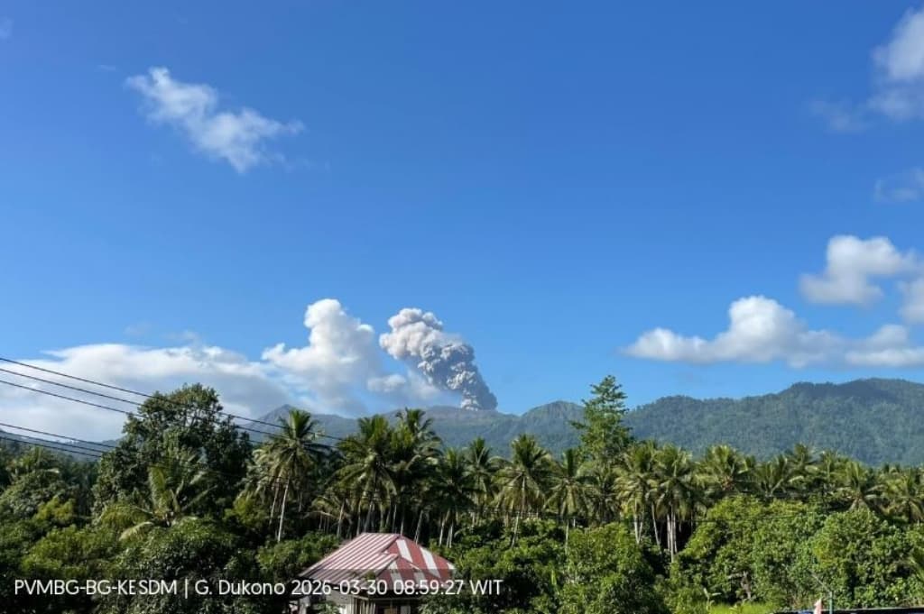 Gunung Dukono Meletus Hari Ini, Kolom Abu Capai 850 Meter
