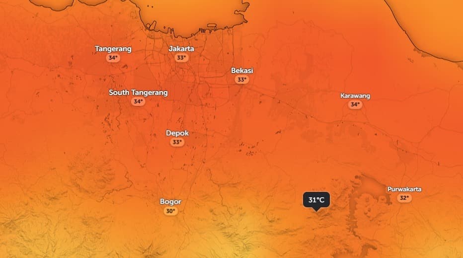Tangsel Wilayah Terpanas se-Indonesia Siang Ini, Suhunya 34 Derajat Celcius!