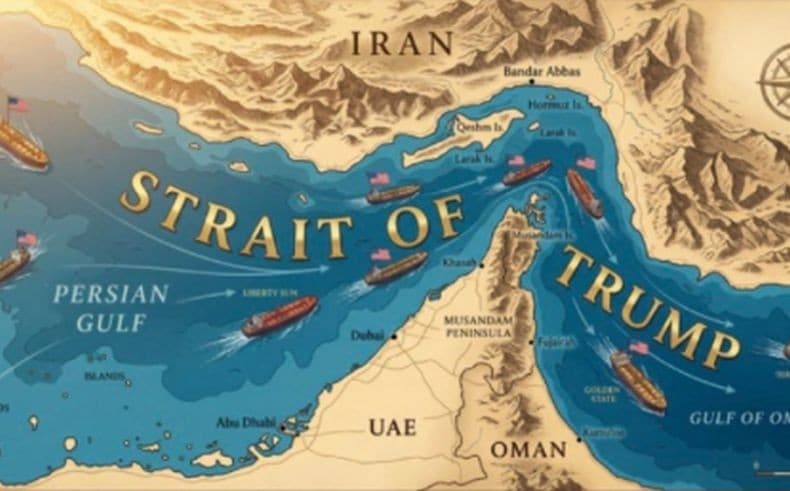 Trump Posting Gambar Ubah Nama Selat Hormuz dengan "Selat Trump"