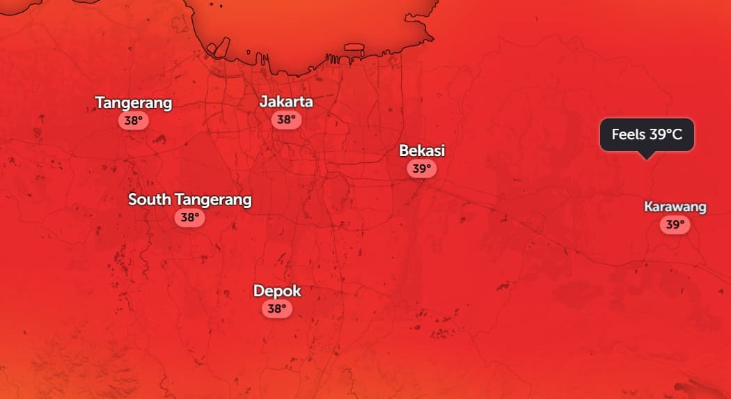 Suhu Bekasi Siang Ini Mencapai 39 Derajat Celsius, Panas Pol!