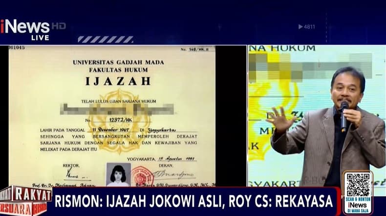 Roy Suryo Tampilkan Ijazah UGM Istrinya: Tak Ada Tulisan Gadhaj Adam