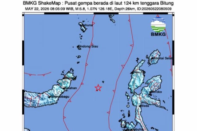 Daftar Wilayah yang Rasakan Gempa Bitung Magnitudo 5,8, Manado sampai Ternate