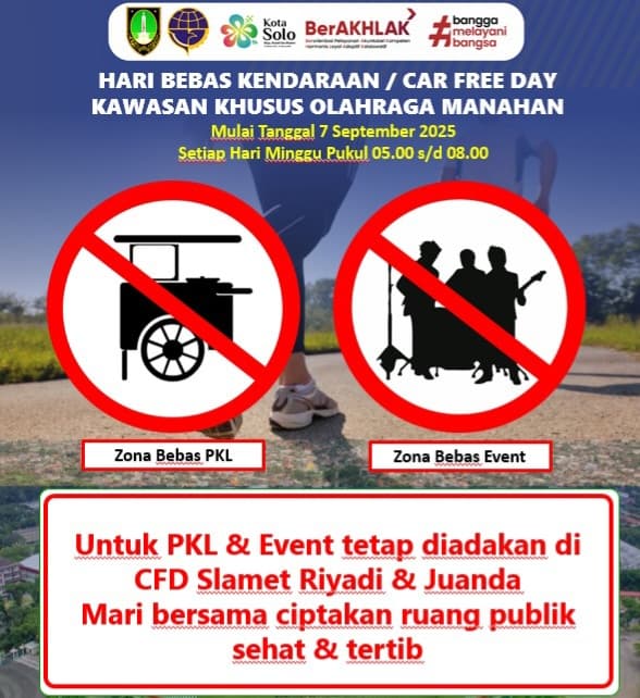 CFD Manahan Solo Wajib Steril dari PKL, Uji Coba Dimulai 7 September