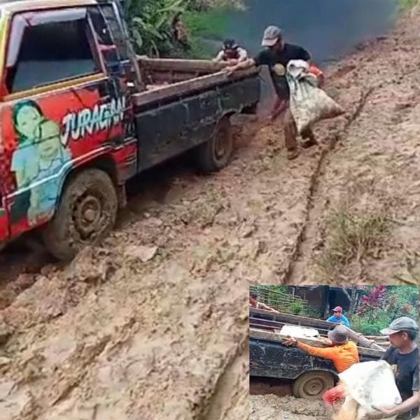 Gencar Slogan Jakamantul, Ternyata Jalan di Cisuren Cibaliung Pandeglang Ini Penuh Lumpur