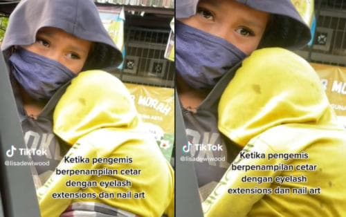 Viral di Media Sosial Wanita Cantik Jadi Pengemis, Pakai Eyelash Extension dan Naik Art Naik