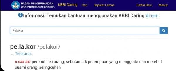 Wow! Pelakor hingga Pebinor Resmi Masuk KBBI, Cek Faktanya