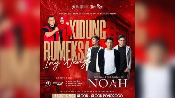 Noah Bakal Konser di Ponorogo, Nyanyikan 15 Lagu dan Akan Ada Kejutan