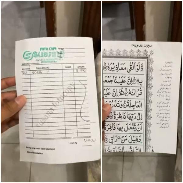 Miris !! Fotocopy Al Qur`an Dijadikan Nota Transaksi, Polisi Periksa Pemilik Toko