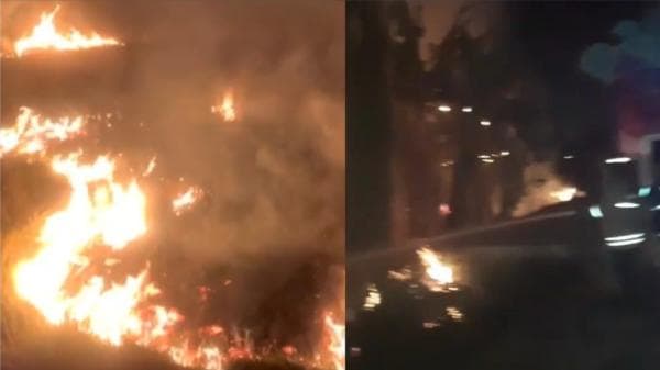 Gara-Gara Puntung Rokok, Lahan Ilalang Tepi Jalan Tol Cilegon Terbakar Gara-Gara Puntung Rokok, Lahan Ilalang Tepi Jalan Tol Cilegon Terbakar