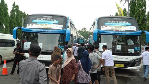 Mudik Gratis, Ribuan Warga Cilegon Diberangkatkan Pakai 36 Bus ke Kota di Jawa dan Sumatra