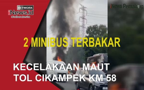 Detik-Detik Dua Minibus Terbakar di KM 58 Tol Cikampek Nampak Mengerikan