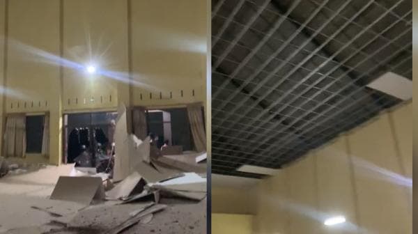 Plafon Atap Gedung Kwarcab Pramuka Kabupaten Tasikmalaya Ambruk Akibat Gempa Garut