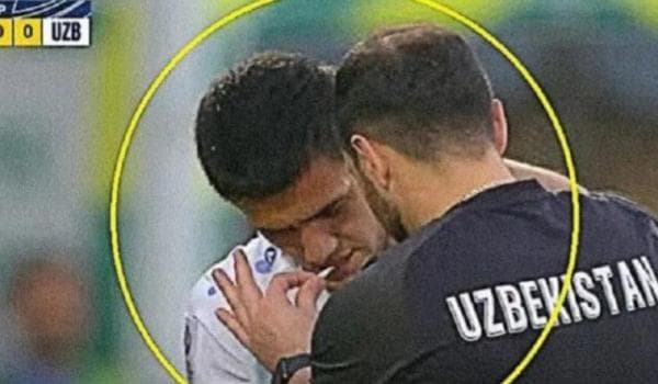 Tertangkap Kamera, Pemain Uzbekistan U-23 Hirup Sesuatu Saat Pertandingan Lawan Indonesia U-23?
