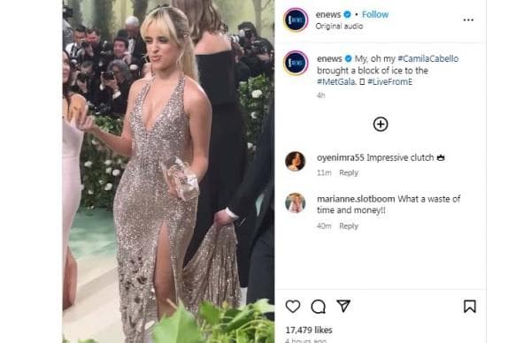 Aneh, Camila Cabello Bawa Es Batu Balok ke Pesta Met Gala 2024