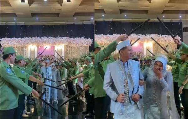 Video Pernikahan Unik Viral di TikTok, Pakai Upacara Pedang Pora Ala Hansip