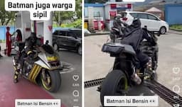 Batman Kehabisan Bensin Isi Bensin di SPBU Viral, Netizen: Musuhnya Keburu Jauh Bang!