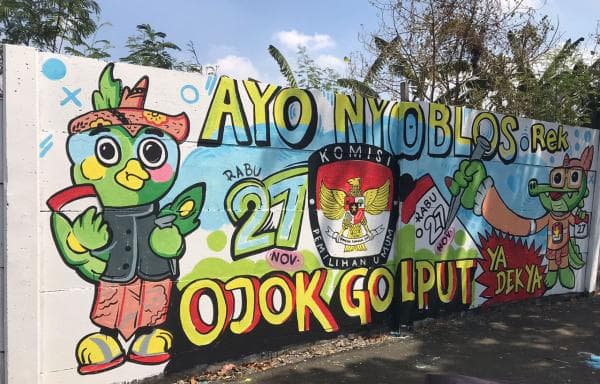 Ajak Masyarakat Datang ke TPS, KPU Surabaya Gelar Lomba Mural Pilkada Serentak 2024