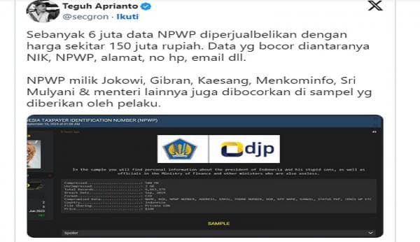 Viral! Data NPWP Jokowi hingga Sri Mulyani Bocor Diretas, Dijual di Breach Forum Viral! Data NPWP Jokowi hingga Sri Mulyani Bocor Diretas, Dijual di Breach Forum
