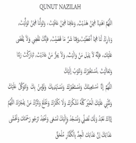 Bacaan Doa Qunut Nazilah Lengkap Tulisan Arab, Latin dan Terjemahannya