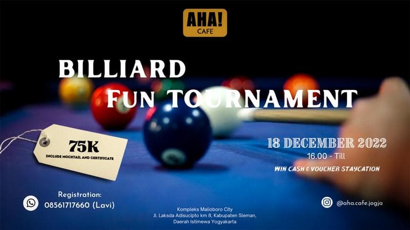 AHA! Cafe Yogyakarta Gelar Fun Billiard Tournament, Catat Jadwal dan Lokasinya