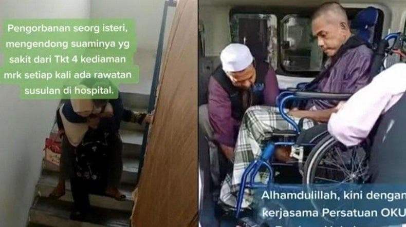 Haru, Video Istri Gendong Suami Turun 4 Lantai karena Lumpuh Viral Haru, Video Istri Gendong Suami Turun 4 Lantai karena Lumpuh Viral