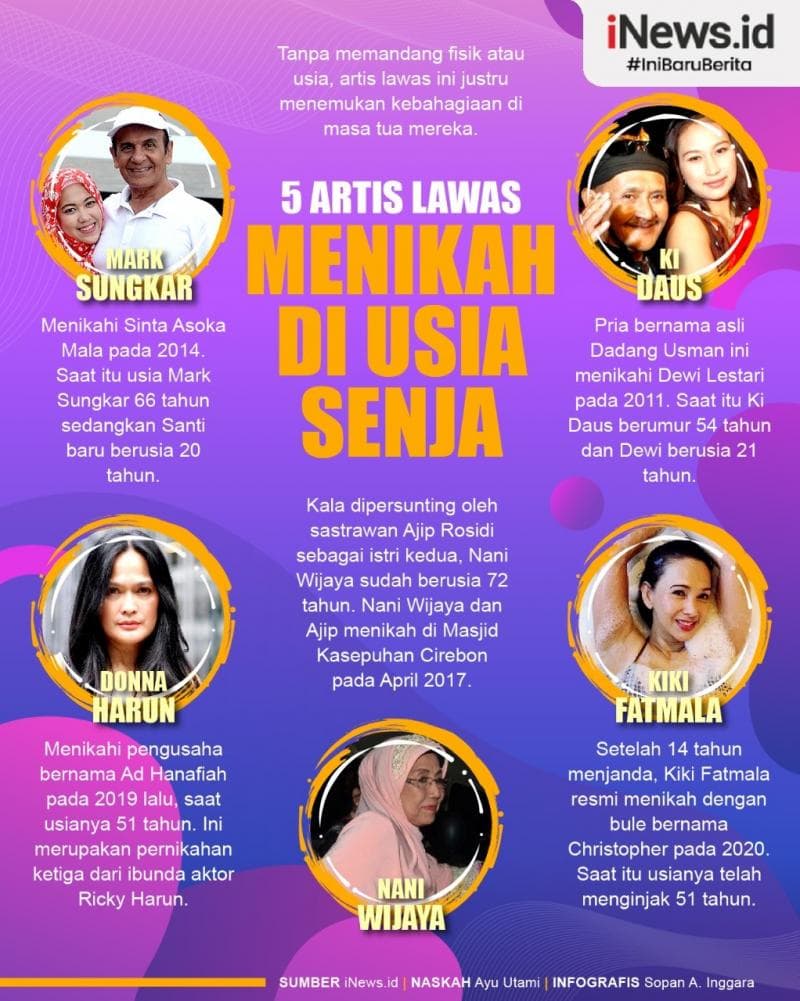 Infografis Artis Lawas Menikah di Usia Senja