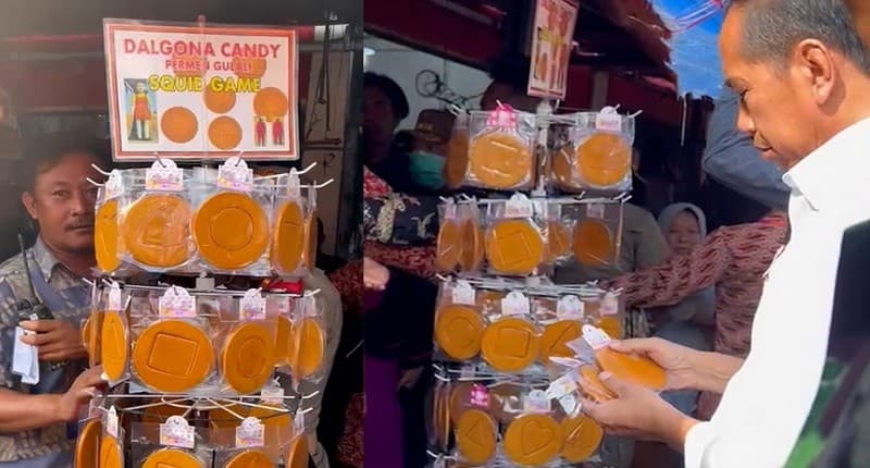 Jokowi Jajan Permen Dalgona di Lampung, Netizen: Bapak Mau Join Geng Squid Game?