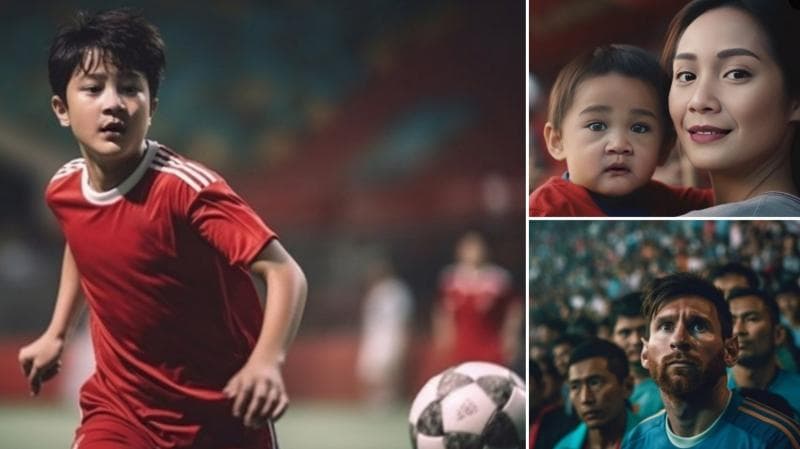 5 Potret Rafathar Jadi Pemain Timnas Indonesia Versi AI, Ada Lionel Messi