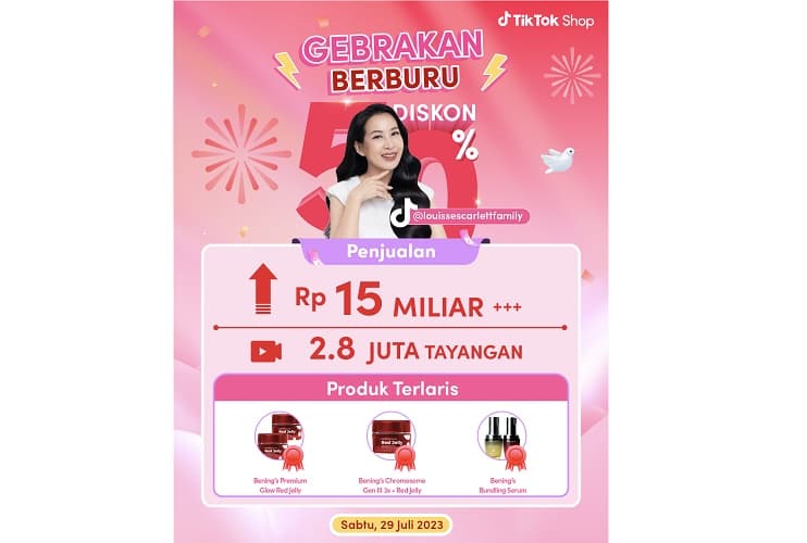 Pecahkan Rekor, Louisse Scarlett Family Raih Penjualan Rp15 Miliar dari Live 18 Jam di TikTok Shop
