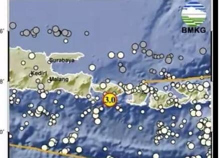 Gempa Terkini M 3,0 Guncang Kuta Selatan Bali, Kedalaman 15 Km