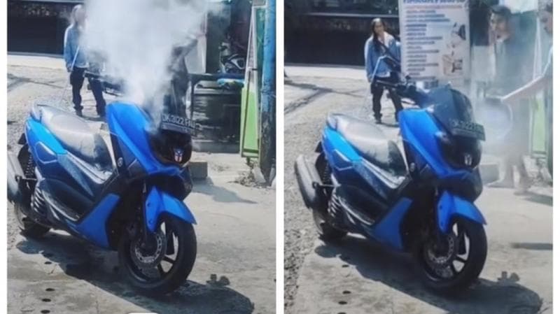 Viral Motor Yamaha Nmax Terbakar saat Cuaca Panas, Asap Mengepul dari Dasbor