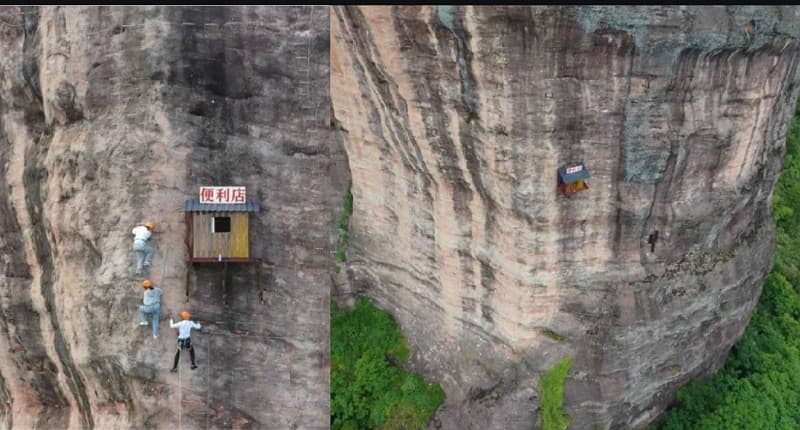 Viral Warung Makan Ini Lokasinya Bikin Jantungan, Ada di Sisi Tebing Terjal Ketinggian 120 Meter