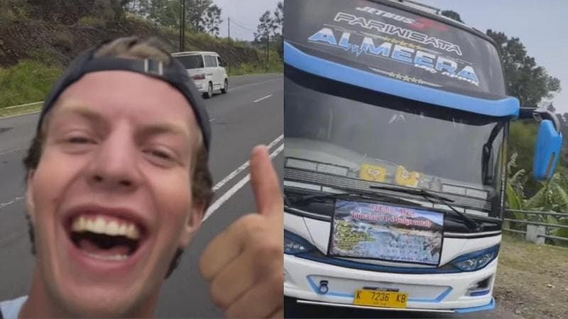 Viral Bule Bahagia Lihat Bus di Indonesia, Minta Sopir Nyalakan Klakson Telolet