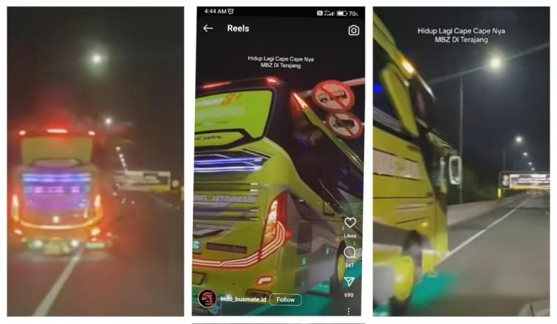 Viral Sopir Bus Nekat Masuk Tol Layang MBZ, Rambu Pembatas Ketinggian Nyangkut di Atap