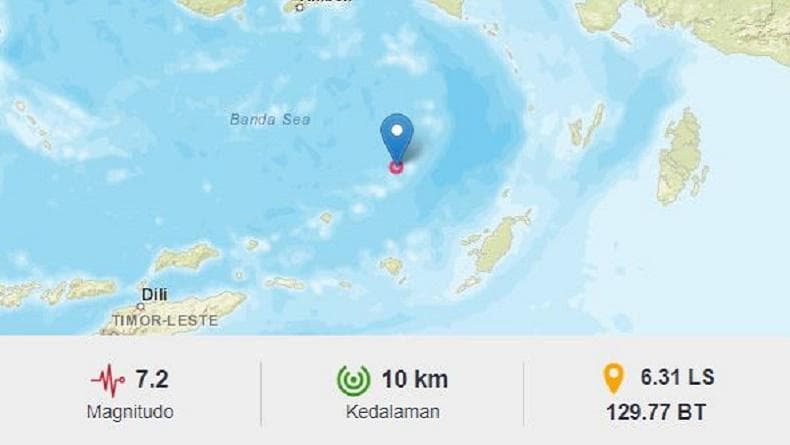 Gempa Terkini M7,1 di Tanimbar, BMKG: Picu Tsunami Minor di Damer dan Banda