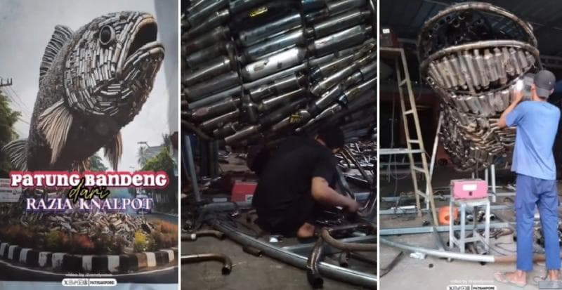 Kreatif, Warga Pati Jadikan Knalpot Brong Patung Ikan Bandeng