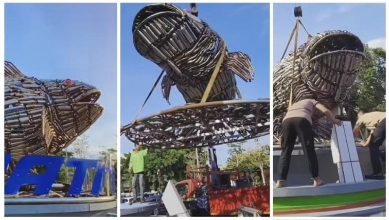 Patung Ikan Bandeng Terbuat Lebih dari 4.000 Knalpot Brong Diresmikan, Begini Penampakannya