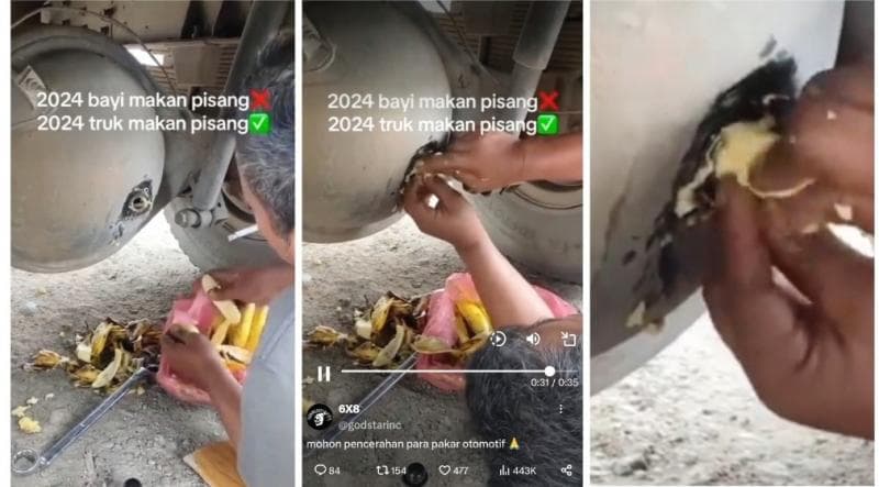 Viral Gardan Truk Dikasih Pisang Biar Oli Awet, Netizen: Ini Pemain Lama