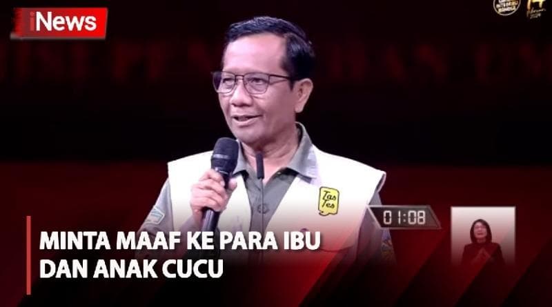 Minta Maaf ke Para Ibu dan Anak Cucu, Mahfud MD Sebut Pedang Hukum Tumpul