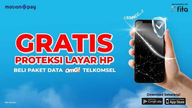 Gratis Proteksi Layar HP,  Yuk Beli Paket Data OMG Telkomsel melalui MotionPay!
