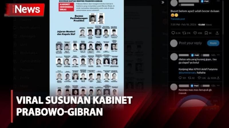 Viral Susunan Kabinet Prabowo-Gibran, Ini Klarifikasi TKN Viral Susunan Kabinet Prabowo-Gibran, Ini Klarifikasi TKN